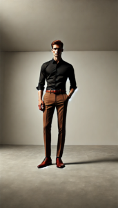 Brown Pants with a Black Shirt