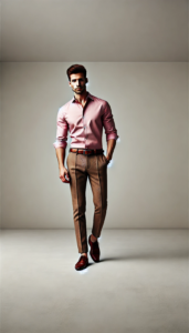 Brown Pants with a Pink Shirt