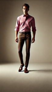 Brown jeans with Pink shirt