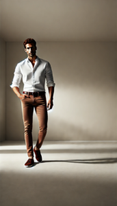 Brown jeans with White shirt