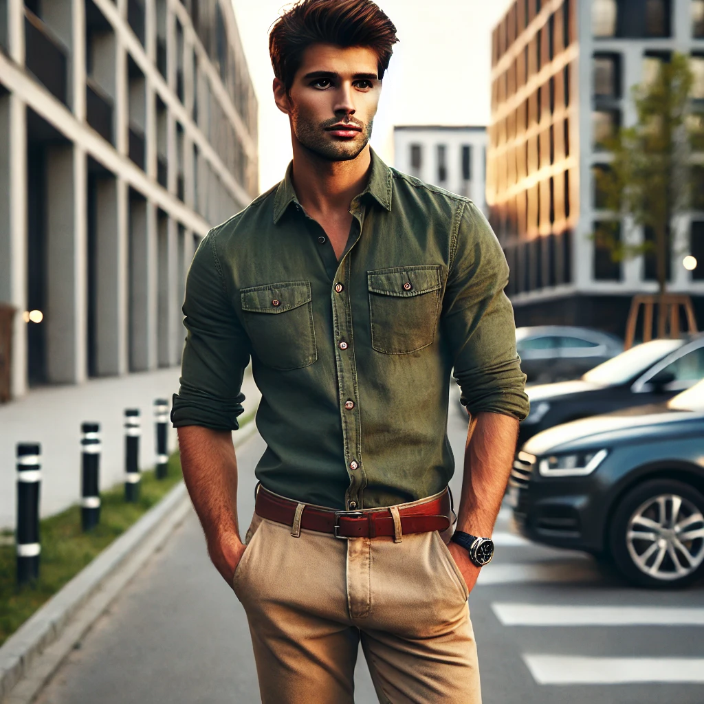 Olive green shirt matching pant